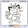 Cute Meowth Character Coloring Page , Instant Download PNG and SVG