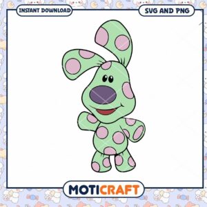 Cute green polka dot bunny character illustration, instant download SVG PNG
