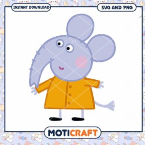 Cute Elephant Illustration in Yellow Coat, SVG and PNG Download