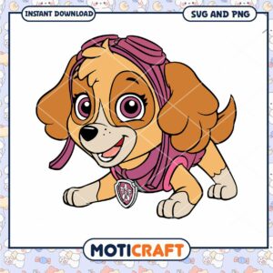 Cute dog character illustration, digital download in PNG format