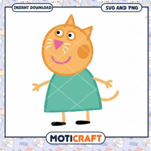 Cute cat character illustration design in PNG format, perfect for kids crafts