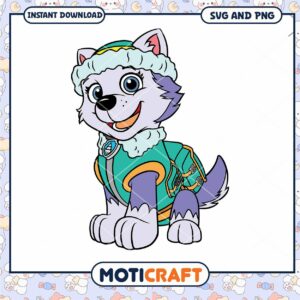 Cute cartoon wolf character for kids, downloadable SVG and PNG files