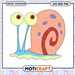 Cute cartoon snail illustration for instant download, available in SVG and PNG formats