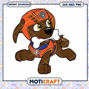 Cute cartoon puppy with bone for download, perfect for kids crafts