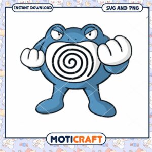 Cute cartoon Poliwrath illustration, perfect for digital downloads