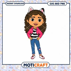 Cute cartoon girl illustration, ideal for crafts and designs