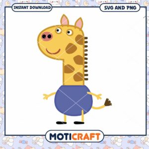 Cute Cartoon Giraffe Illustration for Instant Download, SVG and PNG Formats