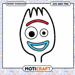 Cute cartoon fork character design, instant download SVG PNG file