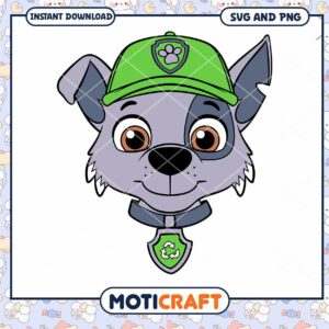 Cute cartoon dog with green hat, perfect for kids designs