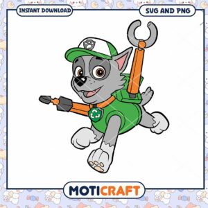 Cute cartoon dog with tools, perfect for children’s designs and crafts