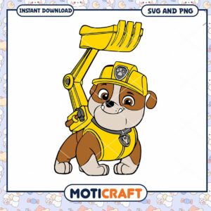 Cute cartoon dog with construction hat, ideal for kids' crafts