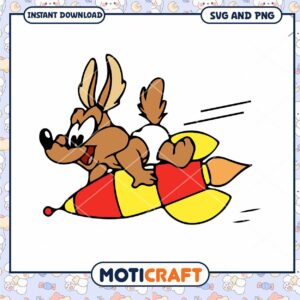 Cute cartoon dog on rocket, perfect for fun designs and crafts