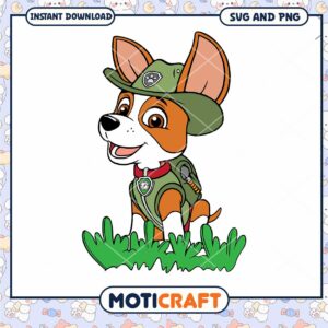 Cute cartoon dog in explorer outfit, available as SVG and PNG design