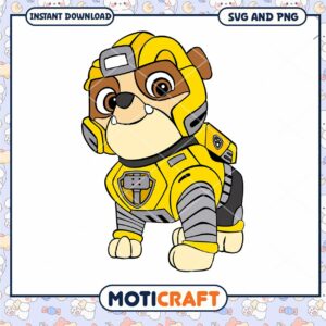 Cute cartoon dog in yellow armor, download SVG and PNG files