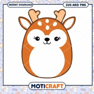 Cute cartoon deer design for crafts, available in SVG and PNG