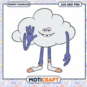 Cute cartoon cloud character design, available in SVG and PNG formats