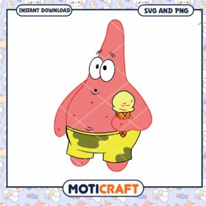 Cute Cartoon Character with Ice Cream, Instant Download SVG PNG