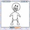 Cute cartoon character outline for crafting projects, instant download available