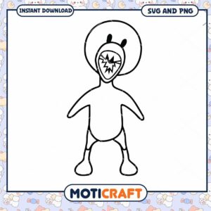 Cute cartoon character outline for crafting projects, instant download available