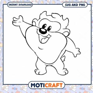 Cute cartoon character coloring page, instant download SVG PNG