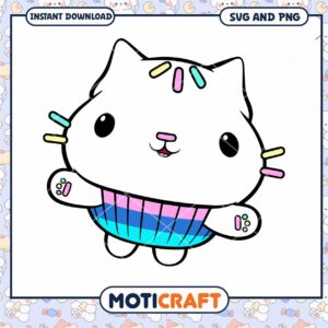 Cute cartoon cat illustration for instant download, perfect for crafts