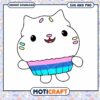 Cute cartoon cat cupcake design, perfect for digital downloads