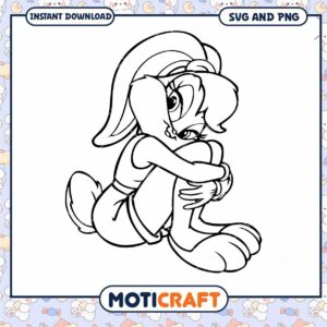 Cute Cartoon Bunny Outline for Coloring, Instant Download SVG PNG