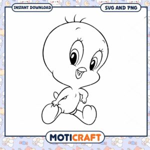 Cute cartoon bird line art design, perfect for crafting projects