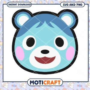 Cute Cartoon Bear Face SVG PNG Instant Download for Crafts