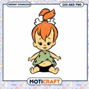 Cute cartoon baby girl design, instant download SVG and PNG files