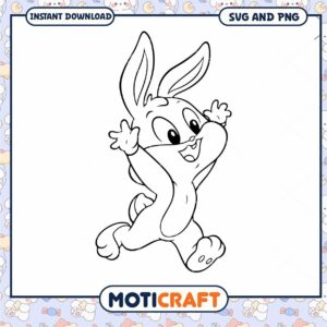 Cute Bunny Coloring Page, Instant Download for Fun Activities