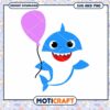 Cute Blue Shark with Balloon, Downloadable SVG and PNG Files 1 Cute Blue Shark with Balloon, Downloadable SVG and PNG Files