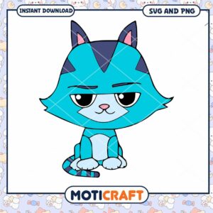 Cute Blue Cartoon Cat Design, Perfect for Crafts and Projects