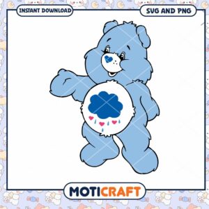 Cute blue bear clipart for instant download, ideal for crafts