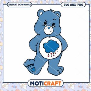 Cute blue bear illustration, available in SVG and PNG formats