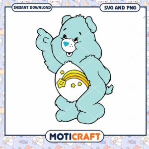 Cute blue bear character design, available in SVG and PNG formats