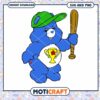 Cute blue bear character with trophy, instant download SVG PNG