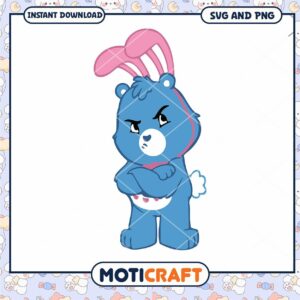 Cute blue bear character design for instant download, available in SVG and PNG formats