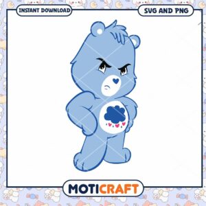 Cute blue bear character design for kids, available in SVG and PNG