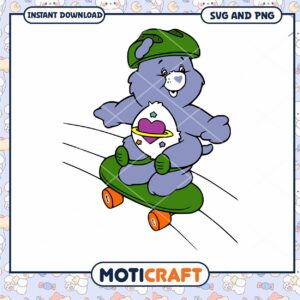 Cute Bear Skateboarding Design, Instant Download SVG and PNG