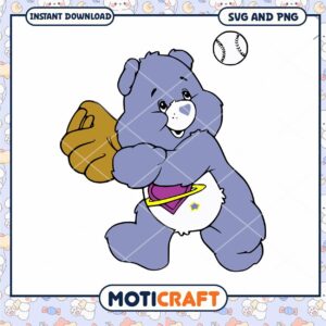 Cute bear playing baseball, fun and colorful digital download