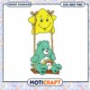 Cute bear on swing with star balloon, download SVG and PNG files
