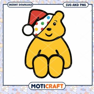Cute bear illustration with festive hat, perfect for downloads and crafts