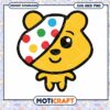 Cute bear illustration with colorful polka dots, perfect for kids designs