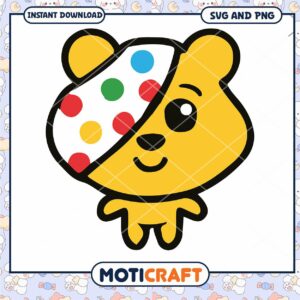 Cute bear illustration with colorful polka dots, perfect for kids designs