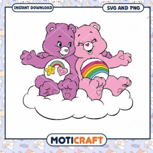 Cute Bear Friends on a Cloud, Instant Download SVG and PNG File