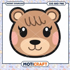 Cute Bear Face PNG Download, Perfect for Crafts and Projects