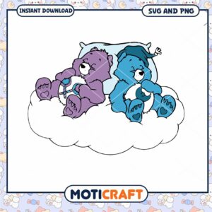 Cute Bear Characters on Cloud, Perfect for Children's Decor