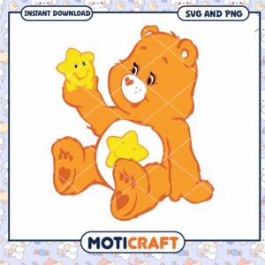 Cute Bear Character with Stars, Downloadable SVG and PNG Files