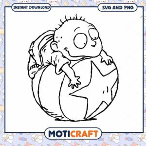 Cute Baby Climbing a Star Ball, Perfect for Fun Crafting Ideas